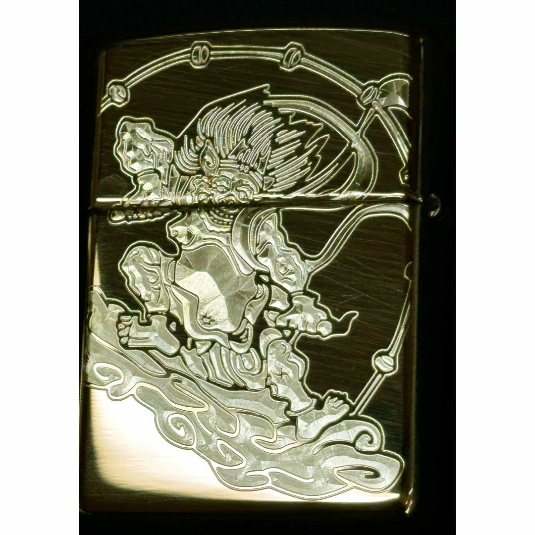 ZIPPO(ジッポー)の風神　雷神　ジッポーアーマーボディー金 ダイヤ彫刻　　名前彫刻zippo  メンズのファッション小物(タバコグッズ)の商品写真
