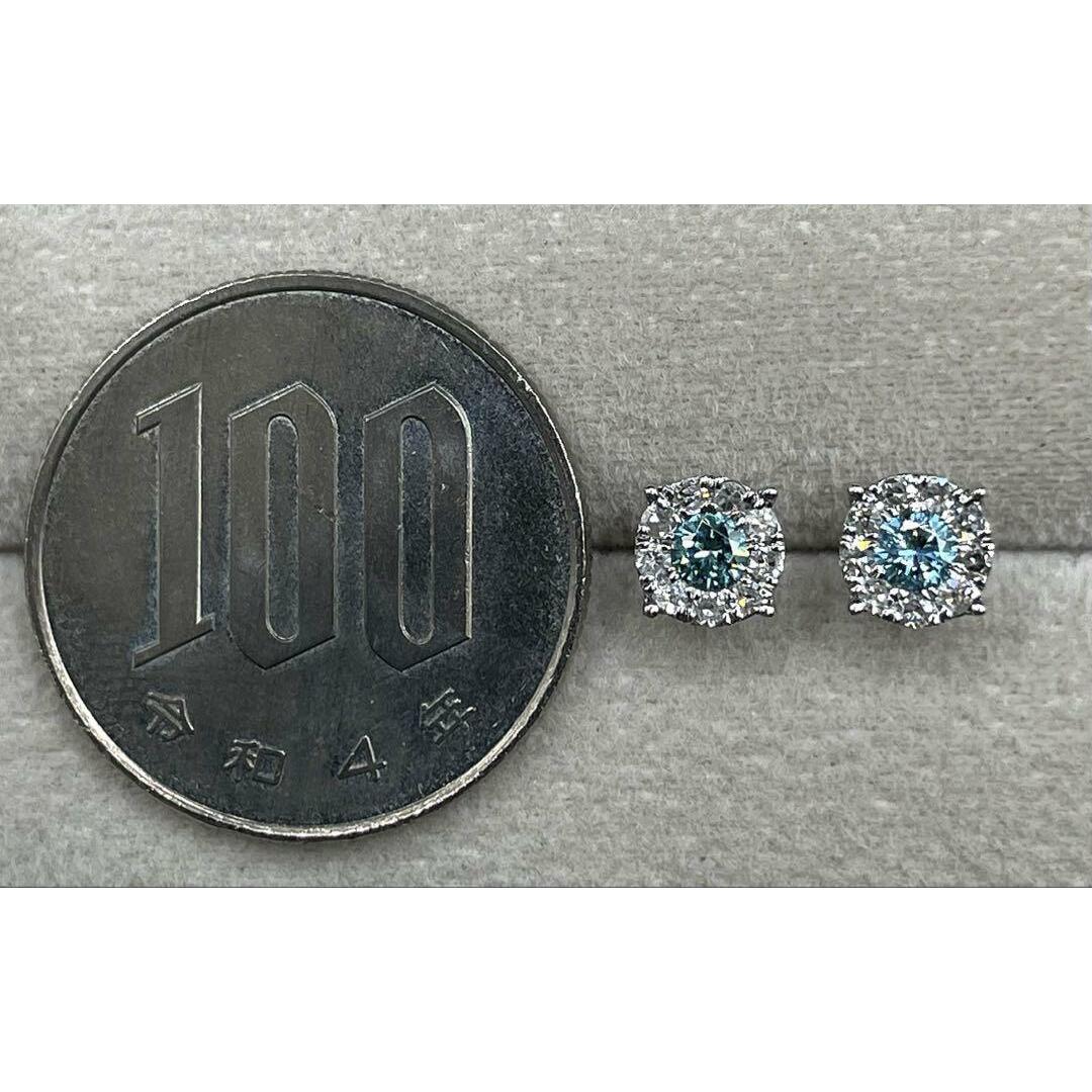 JF218☆高級 ブルー ダイヤモンド0.4ct K18WG ピアス 鑑別付の