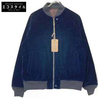 ダファー B01Z ネイビー×レッド ベロア&キルティング リバーシブルブルゾン ジャケット XL
