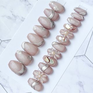 1286.（全サイズ現品販売）マグネット♡ミラーフラワーネイルチップ(ネイルチップ)