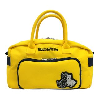coco 中古 ブラック＆ホワイト BLACK&WHITE カートバッグ イエロー 黄色 マチ大き目 ロゴジップ(バッグ)