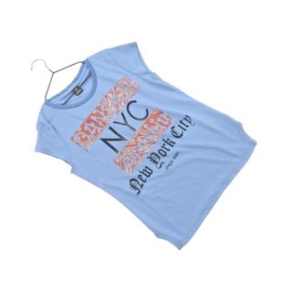 DANSKIN ダンスキン フロッキー プリント Tシャツ sizeM/青 ■◆ レディース(Tシャツ(長袖/七分))