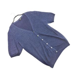 allegri アレグリ リネン混 Vネック カーディガン size48/紺 ■◆ メンズ