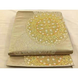 平和屋着物◎六通柄袋帯　花絵皿文　金銀糸　正絹　逸品　BAAT5703xa(帯)