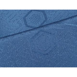 平和屋着物■上質な色無地　流水亀甲地紋　紺色　正絹　逸品　未使用　CAAS5802oy(着物)