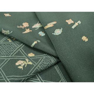 平和屋着物▼中国三大刺繍　スワトウ刺繍　汕頭刺繍　総刺繍　訪問着　宝尽くし籠目花文　金糸　鬼しぼ縮緬　正絹　逸品　DAAS7888fe(着物)