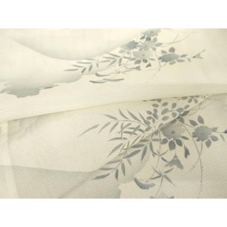 平和屋着物＊夏物　小紋　絽　遠山風景枝花文　正絹　逸品　未使用　AAAV8586cs(着物)