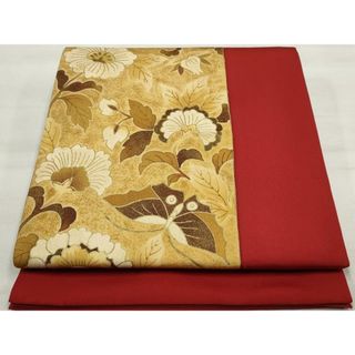 平和屋着物◎九寸開き名古屋帯　更紗花蝶文　金彩　正絹　逸品　DAAT2854qa(帯)