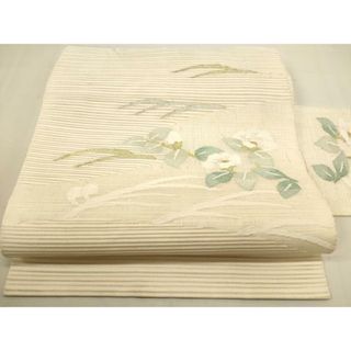 平和屋着物＊夏物　絽綴れ　八寸名古屋帯　草花　金銀糸　正絹　逸品　DAAT6400op(帯)