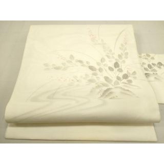 平和屋着物＊夏物　九寸名古屋帯　手描き　草花文　正絹　逸品　DAAT6407op(帯)