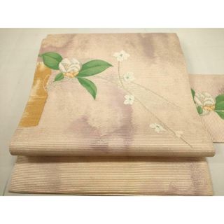 平和屋着物＊夏物　九寸名古屋帯　草花　銀糸　正絹　逸品　DAAT6409op(帯)