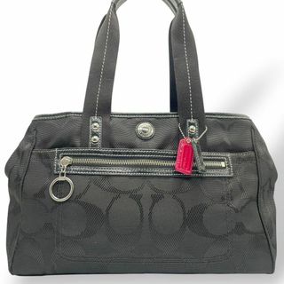 コーチ(COACH)の美品　COACH　トートバッグ　シグネチャー　キャンバス　A4収納 ブラック(トートバッグ)