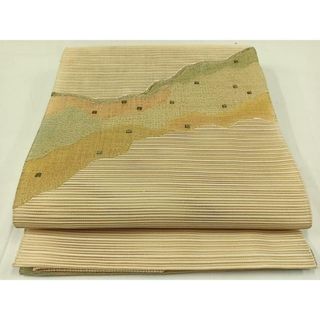 平和屋着物＊夏物　絽綴れ　八寸名古屋帯　抽象文様　金糸　正絹　逸品　AAAV8245jh(帯)