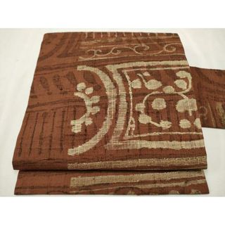 平和屋着物▼九寸名古屋帯　生紬　吉祥文　正絹　逸品　CAAT0891hy(帯)