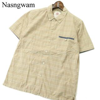Nasngwam ナスングワム 春夏 半袖 ボタンダウン ワーク★ チェック シャツ Sz.S　メンズ 日本製(シャツ)