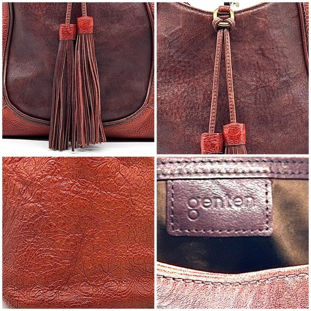 genten(ゲンテン)の重ねた時を纏う革美✨　ゲンテン トートバッグ カービング タッセル　ブラウン レディースのバッグ(トートバッグ)の商品写真