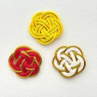 色水引　5重梅結び　ゴールド入り3色　