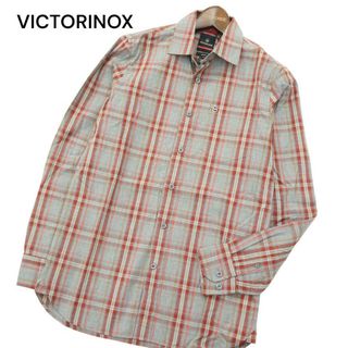 【新品 未使用】 VICTORINOX ビクトリノックス 通年 SLIM FIT ロゴ刺繍 長袖 チェック シャツ Sz.XS　メンズ(シャツ)