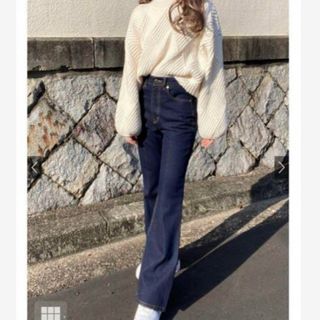グレイル(GRL)の新品 GRL センターラインフレアデニムパンツ[cu429] ブランド 青 夏秋(デニム/ジーンズ)