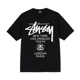 STUSSY - ステューシー Mサイズ /ワールドツアー/Tシャツ ブラック 半袖/STUSSY