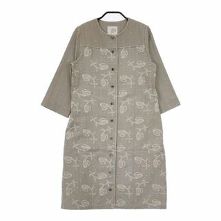 Sally Scott 刺繍 お花 ノーカラー 7AR コート ベージュ レディース サリースコット【中古】5-0619M∞(その他)