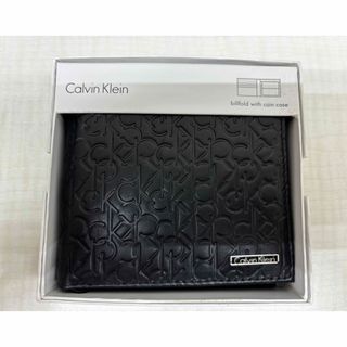 カルバンクライン(Calvin Klein)の【新品未使用】カルバンクライン2折小銭入付財布74285BK 型押レザー 箱入(折り財布)