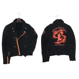 遠藤正明 ALWAYS FULL VOICE!!★ STUDIO696製 スウェット ダブル ライダース ジャケット Sz.L　メンズ 黒(その他)