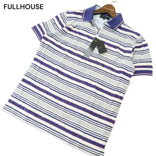 【新品 未使用】 FULL HOUSE HOMME フルハウス オム ロゴ刺繍 半袖 ハーフジップ マルチ ボーダー ポロシャツ Sz.M　メンズ(ポロシャツ)