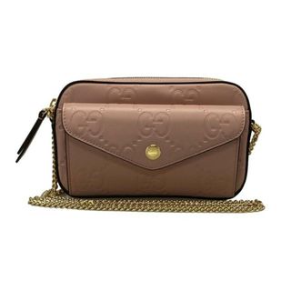 グッチ(GUCCI)のGUCCI(グッチ) ショルダーバッグ美品  GGミニショルダーバッグ 781554 ピンク ストラップ着脱可/チェーンショルダー/ミニバッグ レザー(ショルダーバッグ)