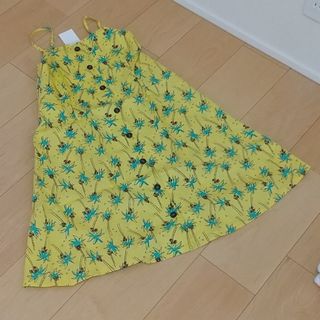 ユナイテッドアローズグリーンレーベルリラクシング(UNITED ARROWS green label relaxing)のUNITED ARROWS☆ヤシの木柄ワンピース 新品未使用タグ付(ワンピース)