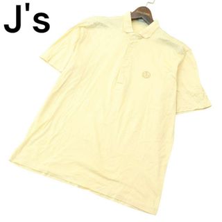 J's ジャンボ尾崎 ブリヂストン 春夏 ロゴ刺繍★ 半袖 ボタンダウン ポロシャツ Sz.L　メンズ 黄色 ゴルフ(ウエア)