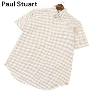 ポールスチュアート(Paul Stuart)のPaul Stuart ポール・スチュアート 春夏 SLIM FIT★ 半袖 ボタンダウン チェック シャツ Sz.L　メンズ(シャツ)
