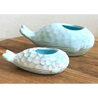 【新品】クジラのプランター(2つ)(花瓶)