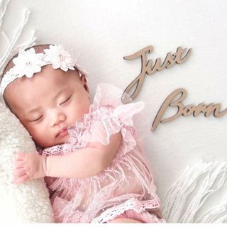 木製　JustBorn ニューボーンフォト　レターバナー　ウッドレター
