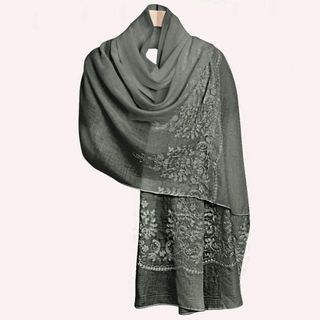新品訳あり ストール 刺繍入り ガーゼ 綿混 ロング ショール 大判 薄地