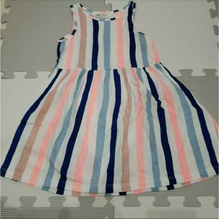 キッズ 100 H&M ワンピース 綿100% ストライプ ブルー 女の子 春夏