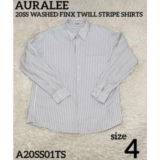 オーラリー WASHED FINX TWILL STRIPE SHIRTS