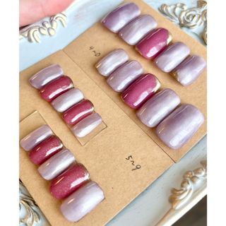 ネイルチップ　マグネットネイル　全サイズ　紫　赤　ミラーネイル　現品　フルサイズ