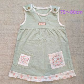 ベビー　キッズ　ワンピース　花柄　グリーン　80センチ