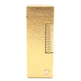 良品▼Dunhill ダンヒル スクエア ロゴ入り 総柄 ローラー式 ガスライター ゴールド スイス製 メンズ 着火確認済み