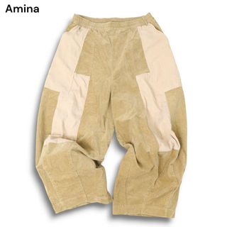 Amina アミナ 秋冬 ベロア調★ 切替 ワイド イージー サルエル ベイカー パンツ Sz.M位　メンズ エスニック(サルエルパンツ)