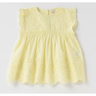 【即発送】プティマイン⭐︎イエロー 刺繍入り フリル袖 トップス