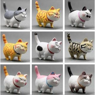 ネコの置物９点セット2猫いっぱいネコグッズオフィスや車お部屋のインテリア小物