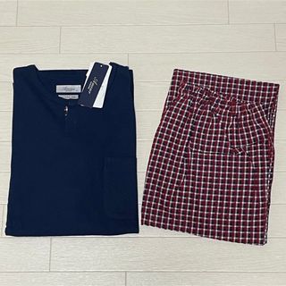 アムール パジャマ メンズ 上下セット ネイビー 半袖七分ズボン M