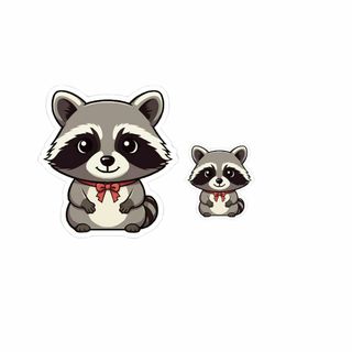 ST-47 かわいいアライグマの防水ステッカー 2枚セット　