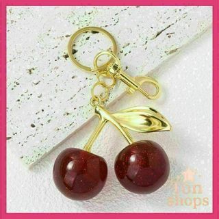 さくらんぼ キーホルダー バッグチャーム キーチェーン レッド 赤(キーホルダー)