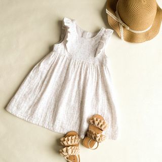 【ハンドメイド】木の実柄ダブルガーゼのナチュラルワンピース(ワンピース)