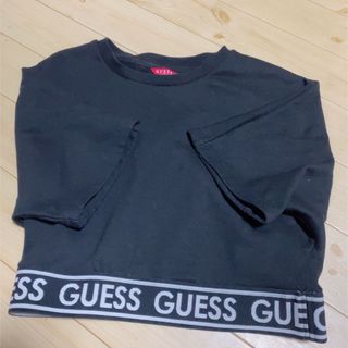 ゲス(GUESS)の GUESS LOS ANGELS XS へそ出し ミニ丈 ブランドロゴ 黒(Tシャツ(半袖/袖なし))