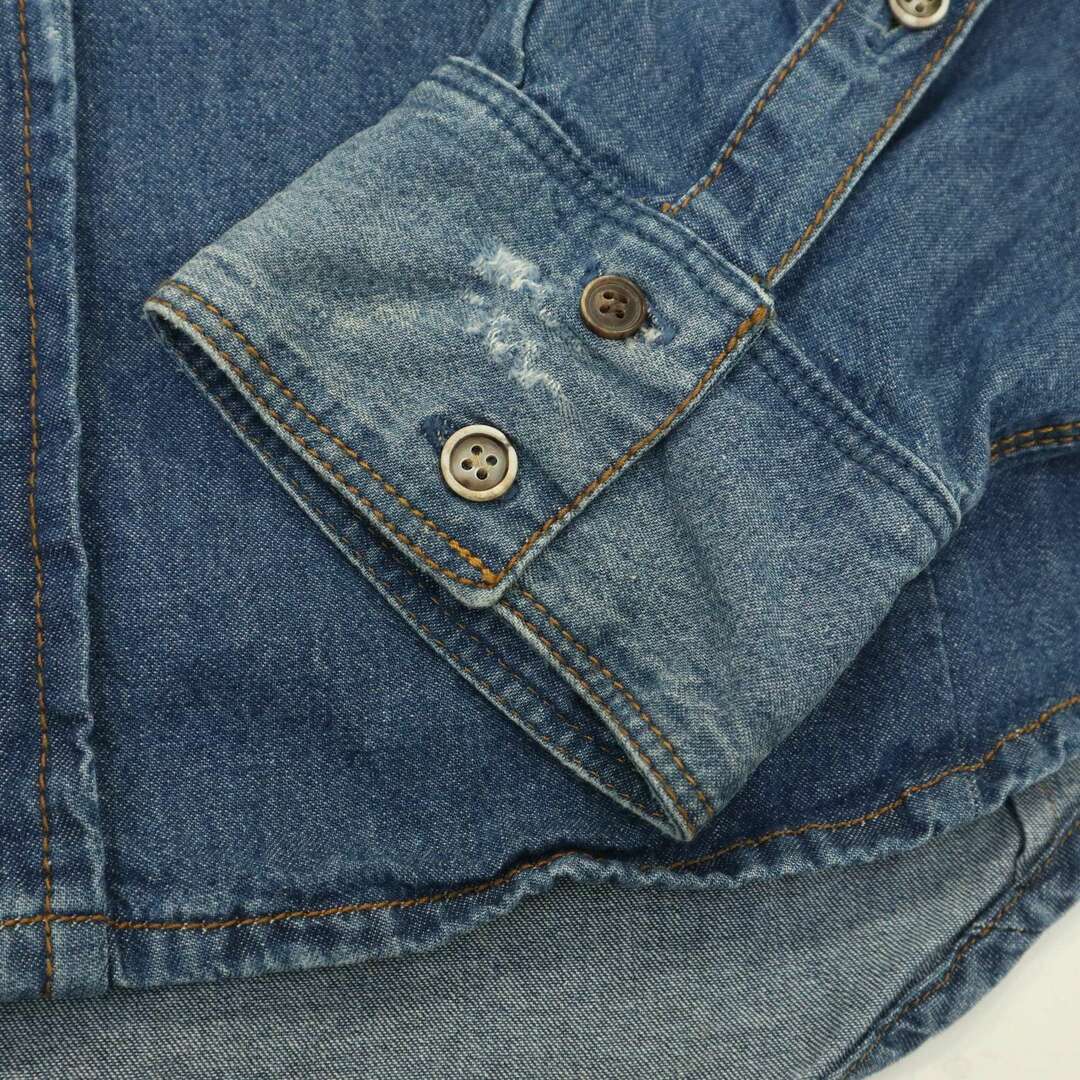 ZARA MAN ザラ マン 通年 SLIM FIT★ ダメージ加工 長袖 デニム シャツ Sz.L メンズ メンズのトップス(シャツ)の商品写真