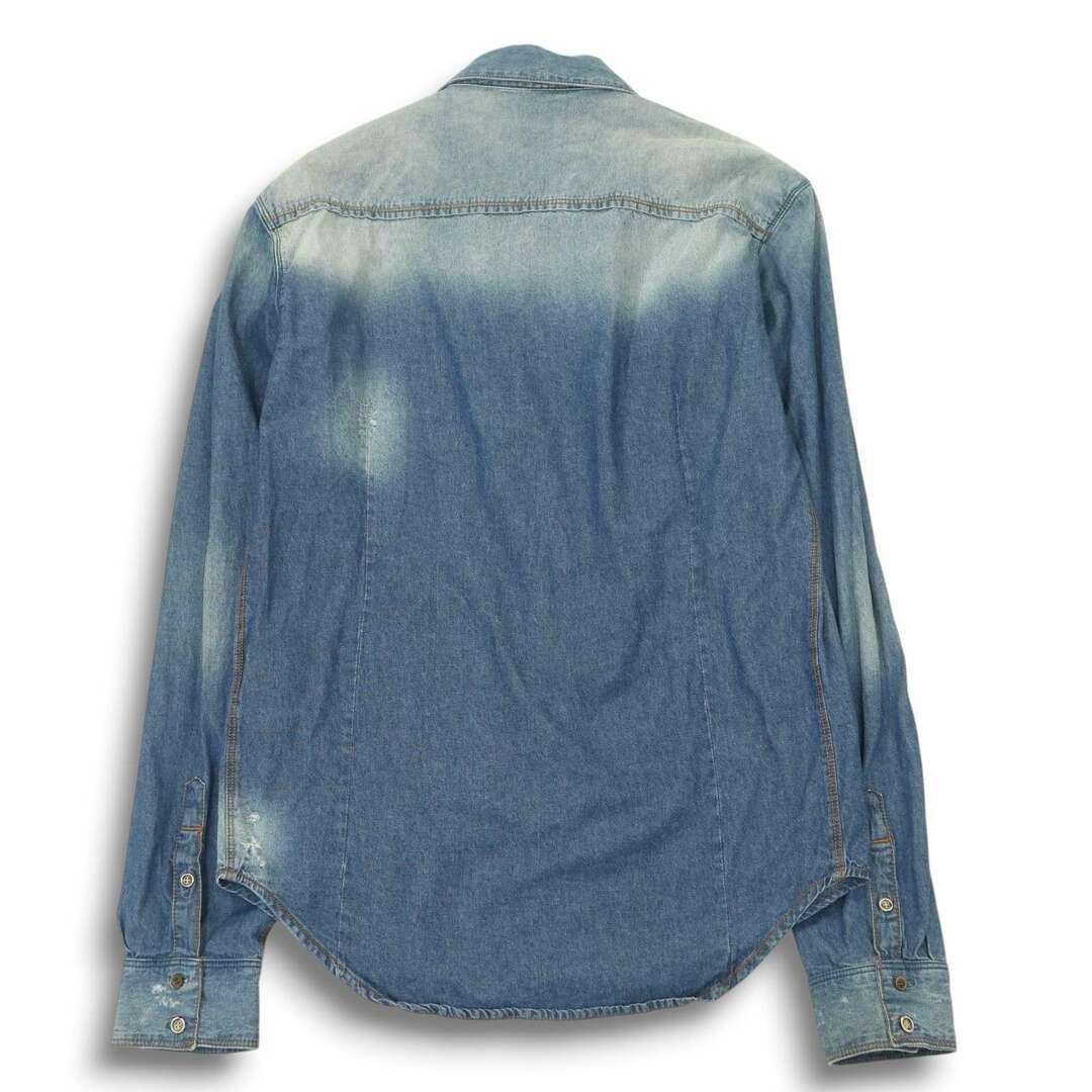 ZARA MAN ザラ マン 通年 SLIM FIT★ ダメージ加工 長袖 デニム シャツ Sz.L メンズ メンズのトップス(シャツ)の商品写真